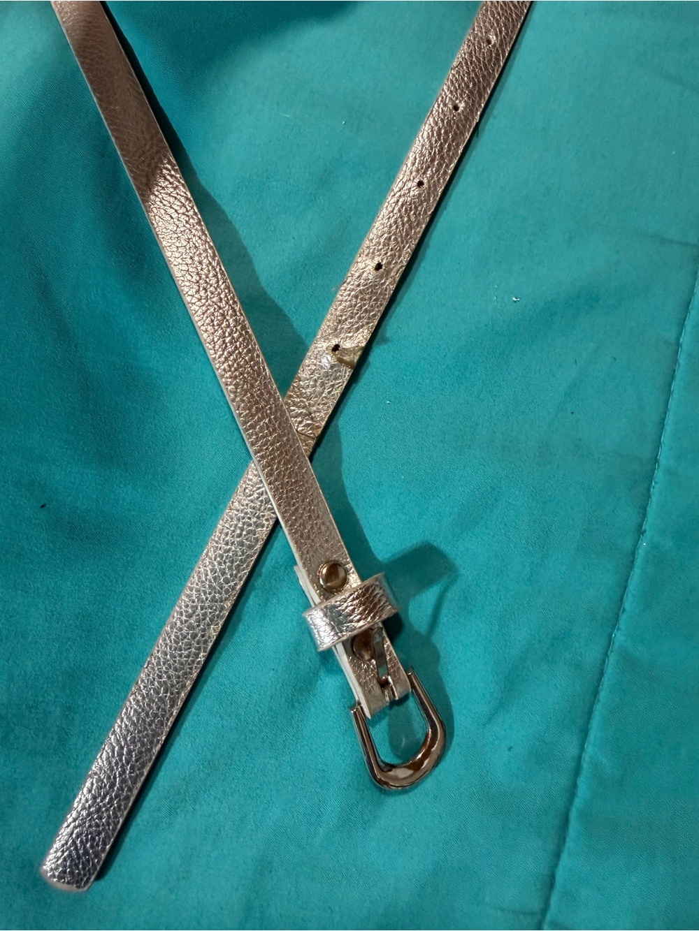 Metallic Silver Slim Belt - Women's Accessory